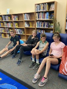Teens visit at the library